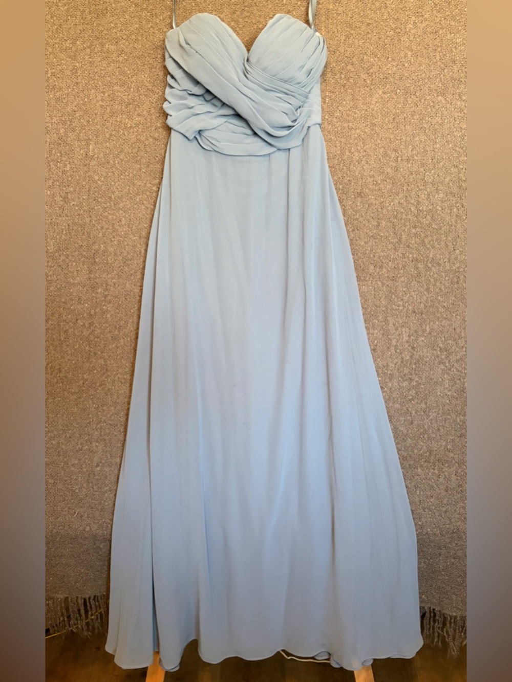 Strapless Light Blue Chiffon Evening Gown